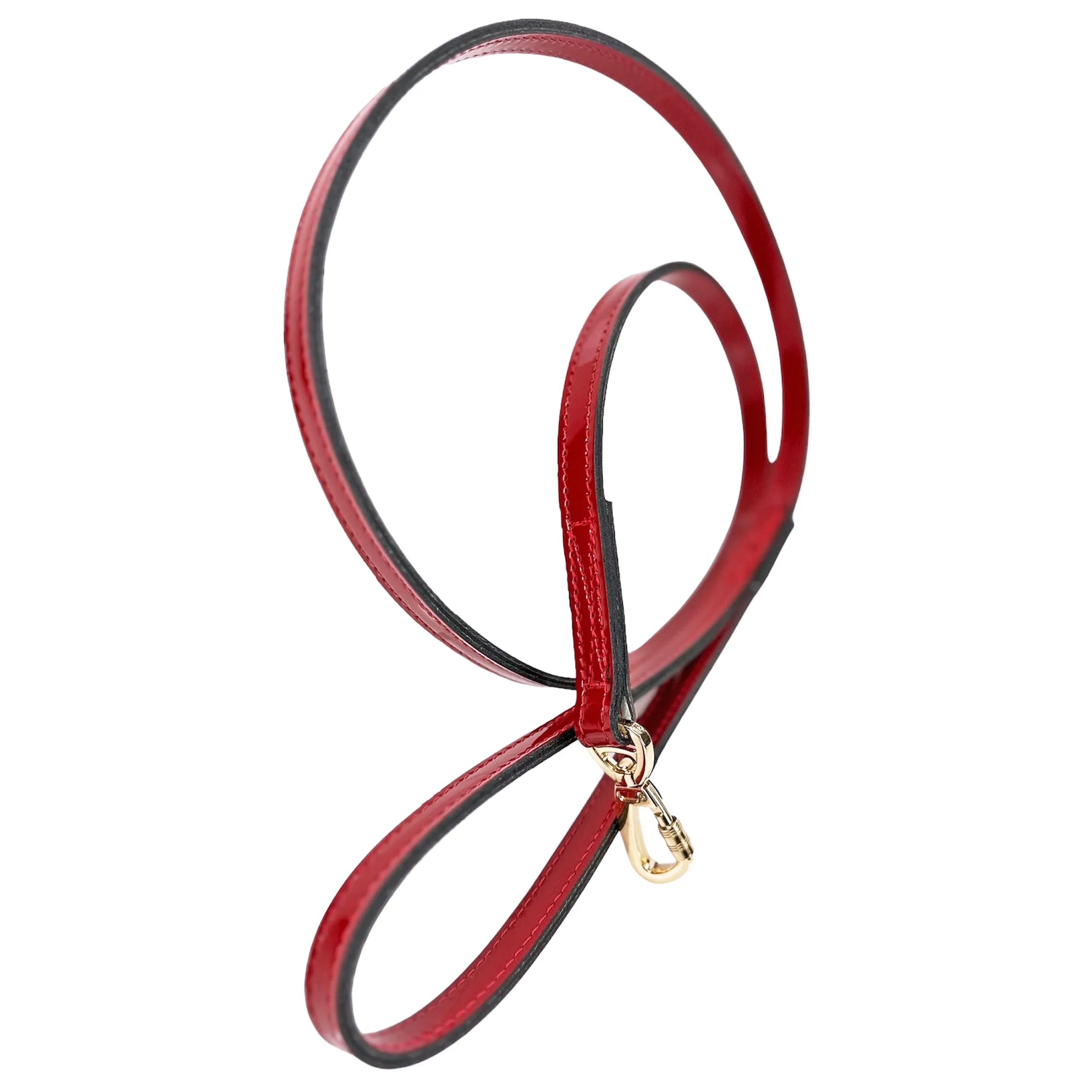 Holiday Dog Leash in Red Patent & Gold