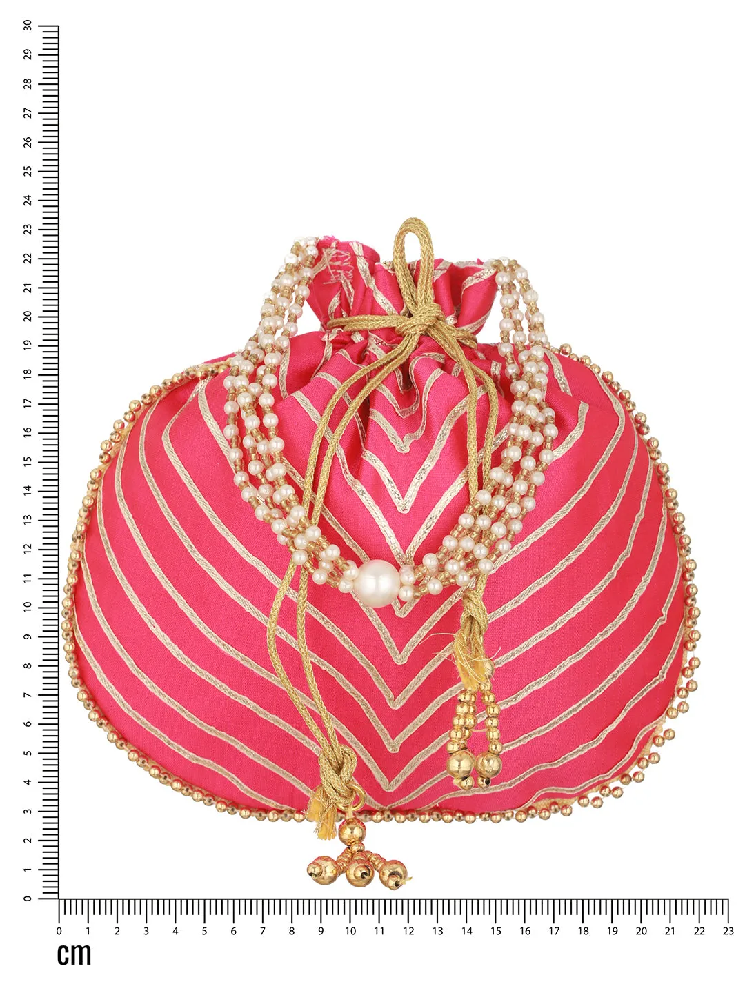 Hot Pink & Gold Embellished Potli Clutch