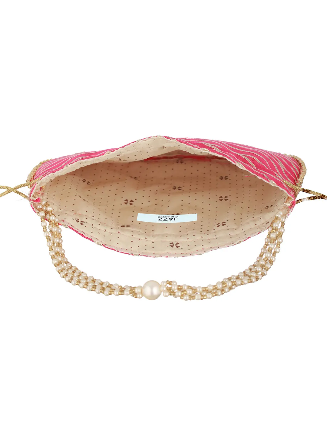 Hot Pink & Gold Embellished Potli Clutch