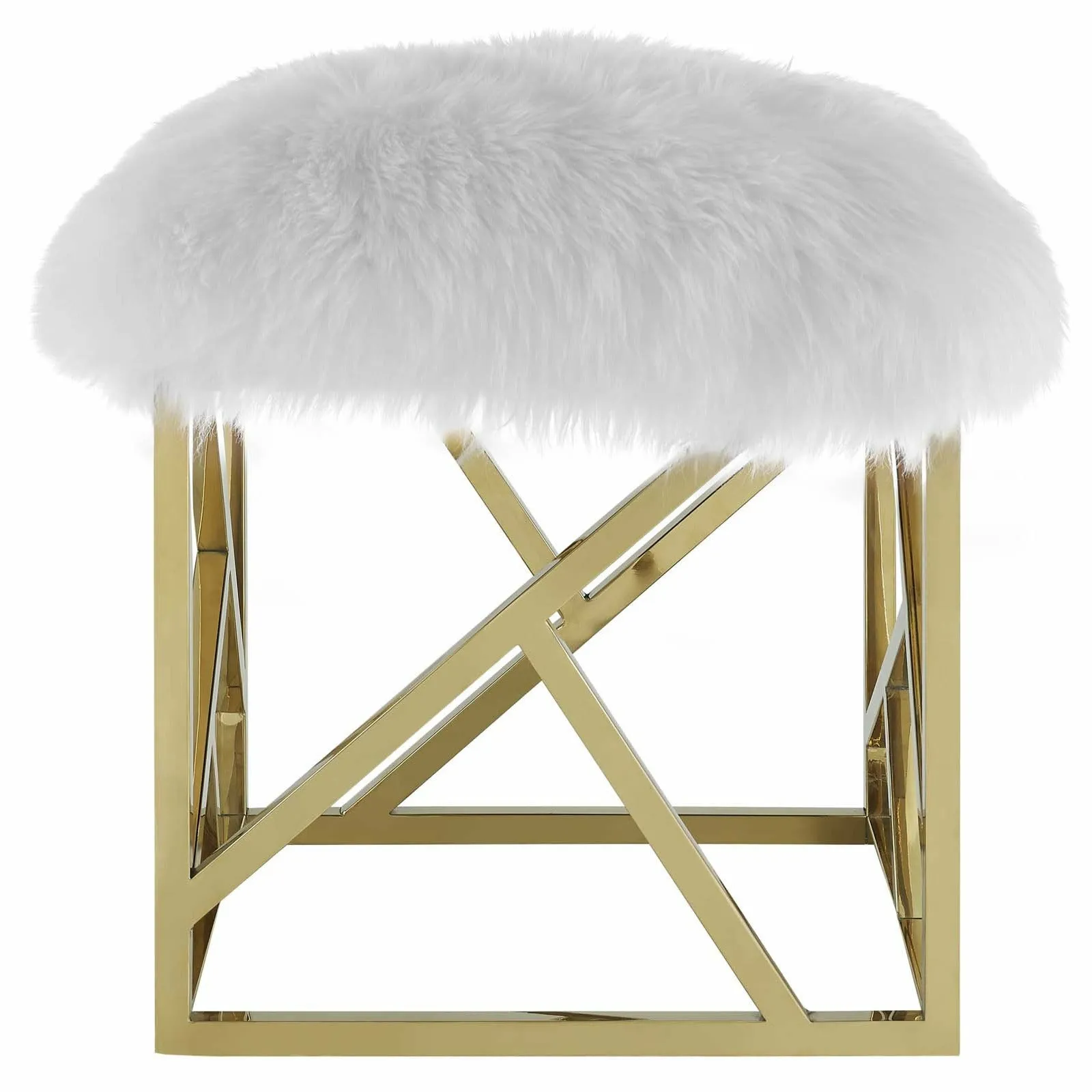 Intersperse Sheepskin Ottoman