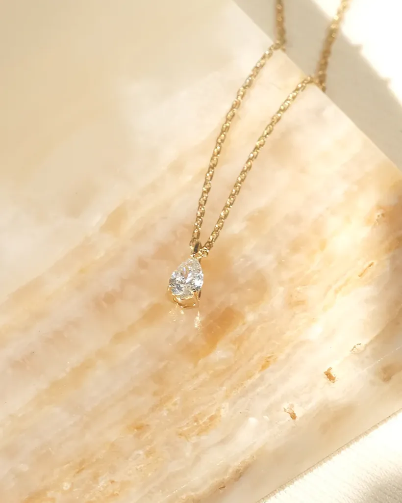 Kate Solid Gold Pear Diamond Necklace