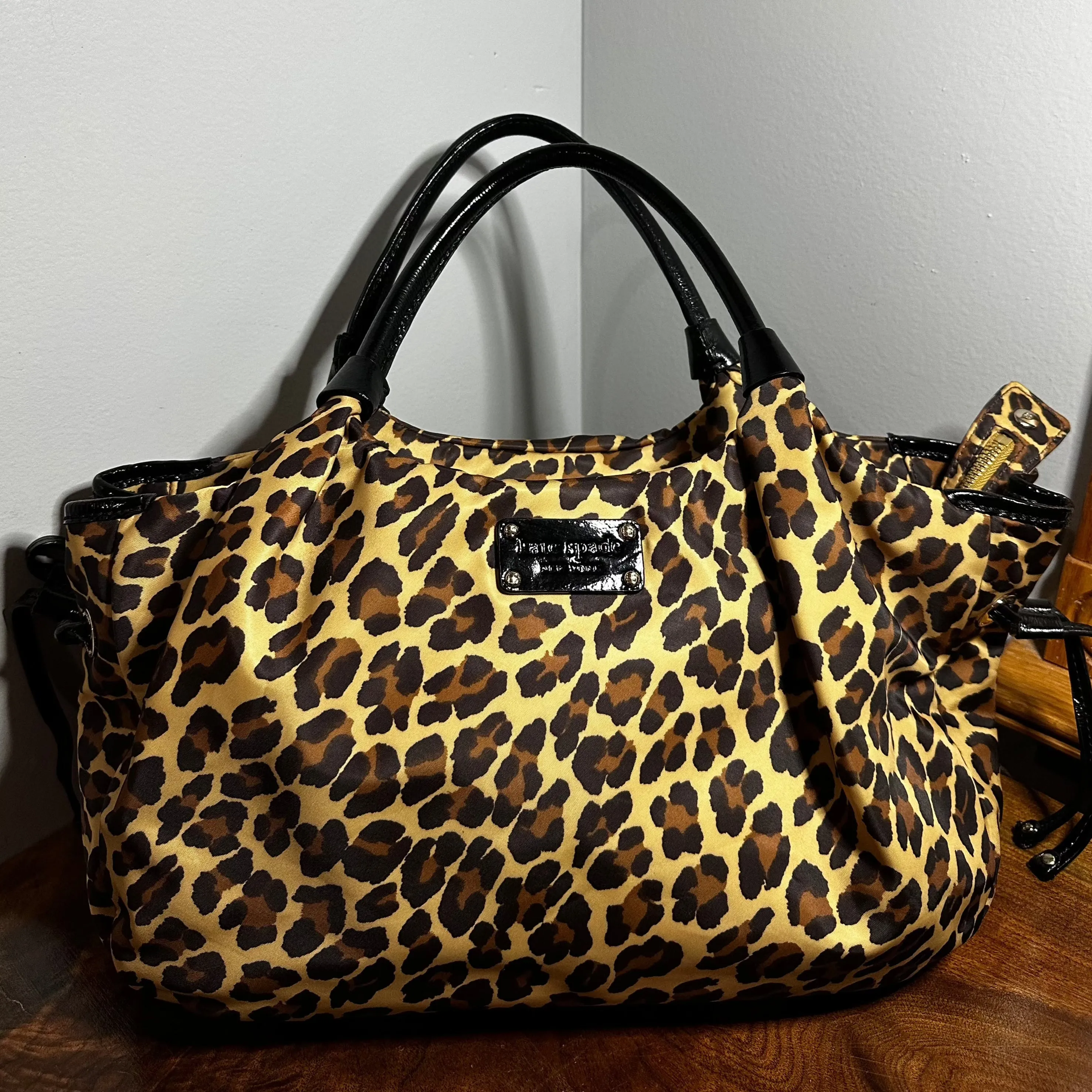 Kate Spade Tote Bag in Leopard and Black Patent