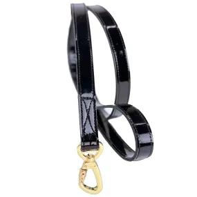 Lavish Dog Leash in Black Patent & Gold