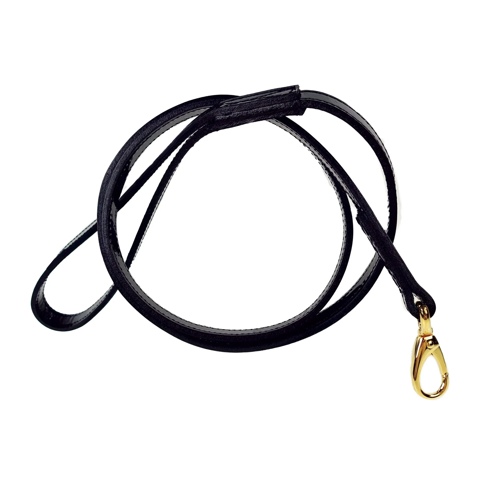 Lavish Dog Leash in Black Patent & Gold