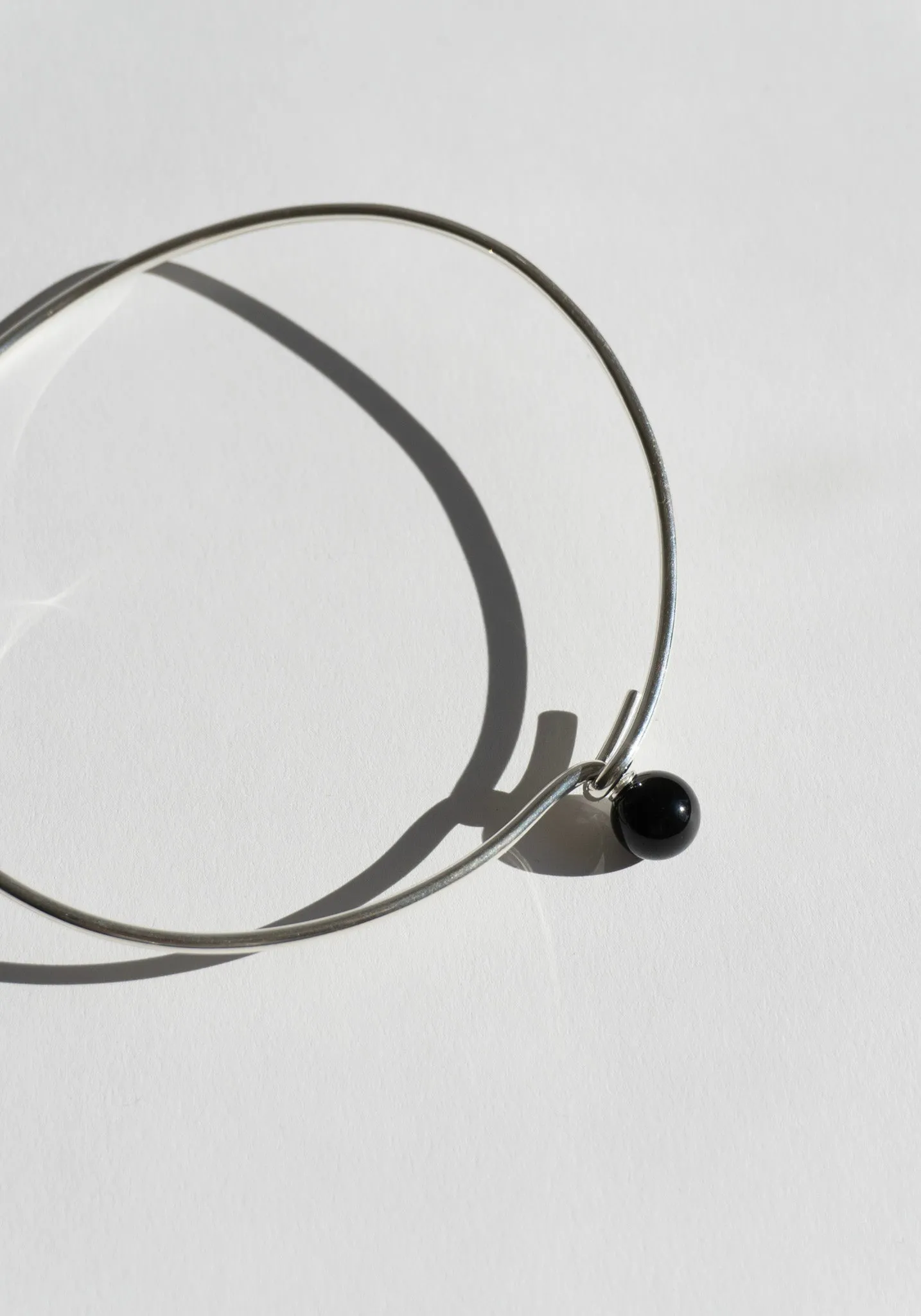 Linear Bead Collar in Silver and Black Onyx