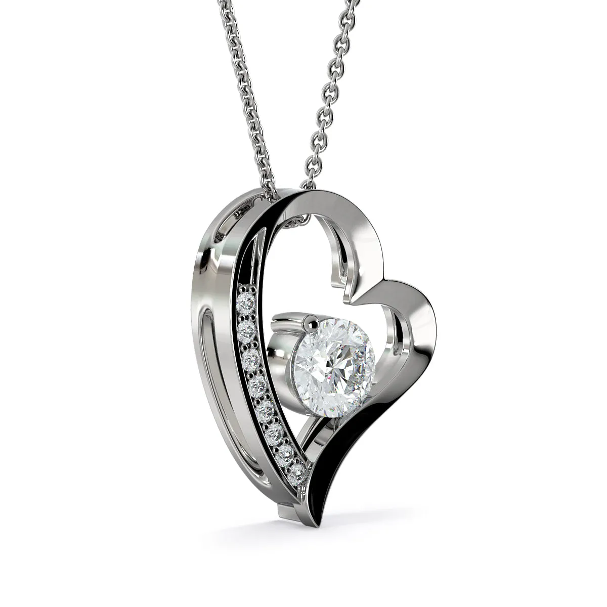 LOVE Forever Heart Necklace With Husband To Wife "Last Breath" Message card