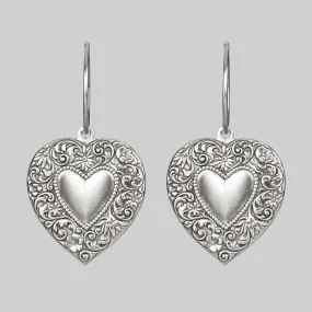 LOVE STRUCK. Heart Hoop Earrings - Silver