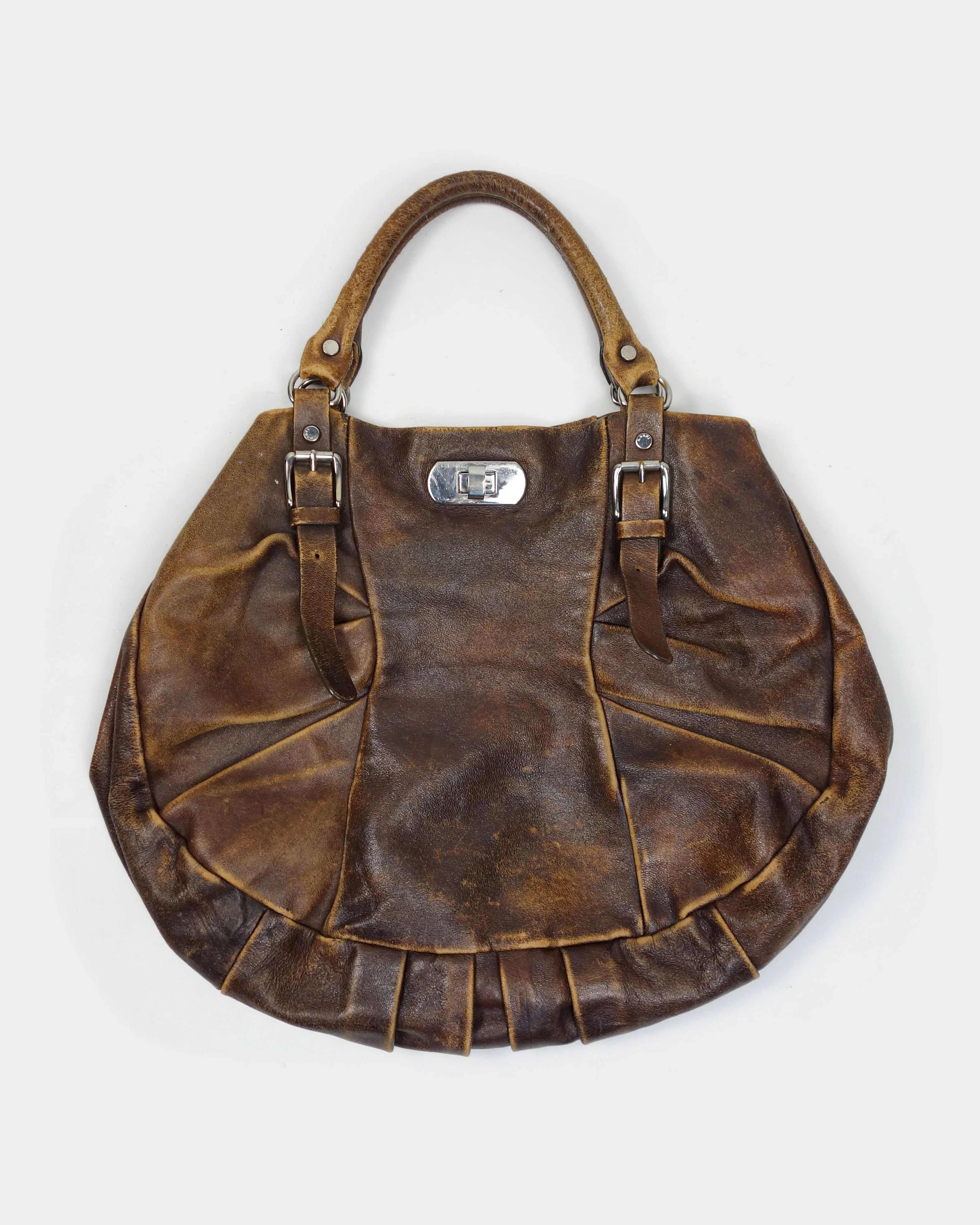 Marni Brown Distressed Leather Bag 2000's