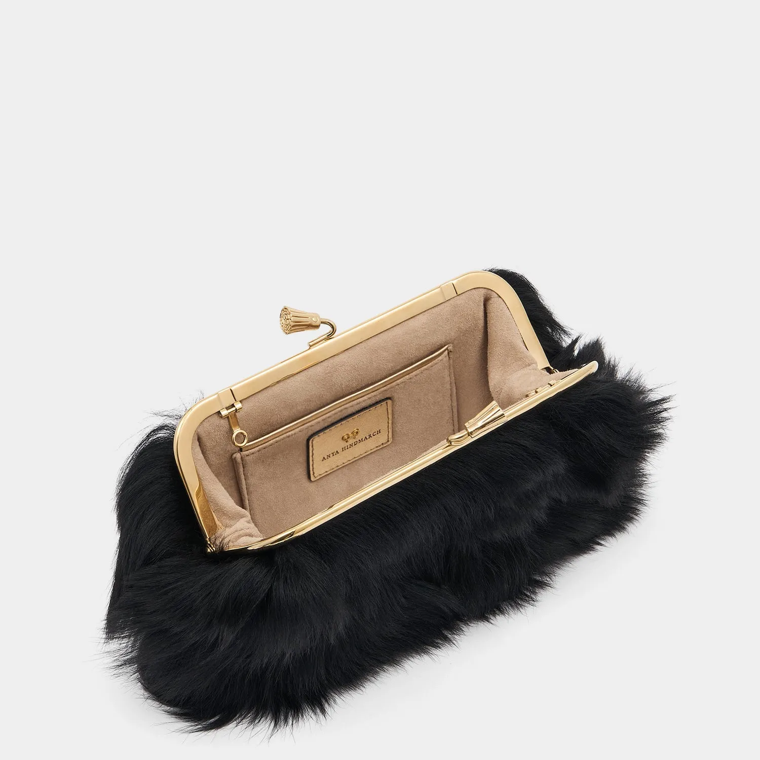 Maud Shearling Tassel Clutch