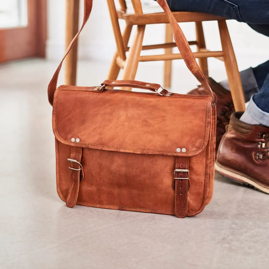 Men's Leather Laptop Bag With Handle