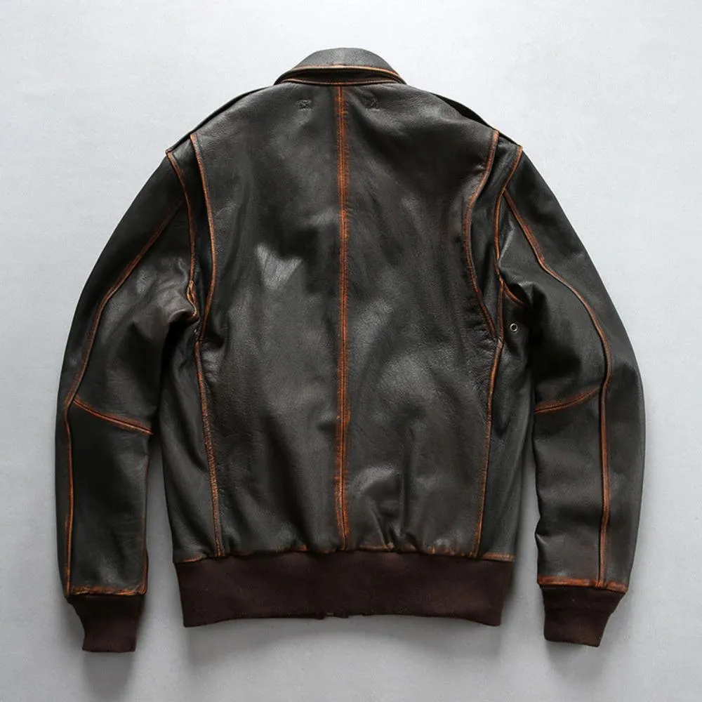 Men's Washed Goatskin A2 Bomber Jacket