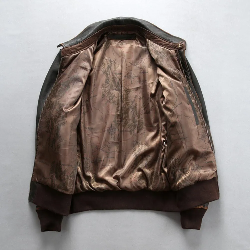 Men's Washed Goatskin A2 Bomber Jacket