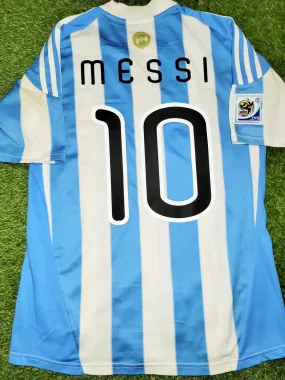 Messi Argentina 2010 WORLD CUP Home Soccer Jersey Shirt L SKU# P79919