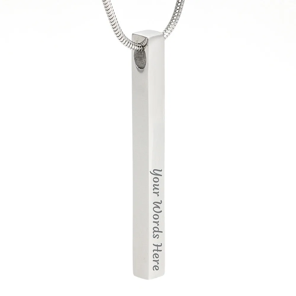 Mom To Daughter Custom Name Engraving Vertical Bar Necklace With Custom Photo Christmas Message Card Gift For Daughter