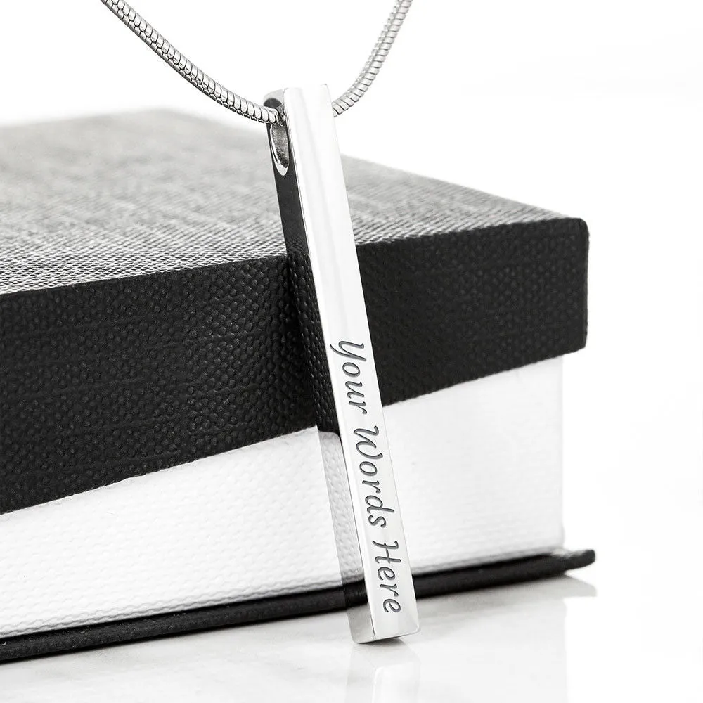 Mom To Daughter Custom Name Engraving Vertical Bar Necklace With Custom Photo Christmas Message Card Gift For Daughter