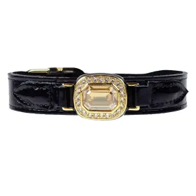 Octagon Dog Collar in Black Patent, Golden Shadow & Gold