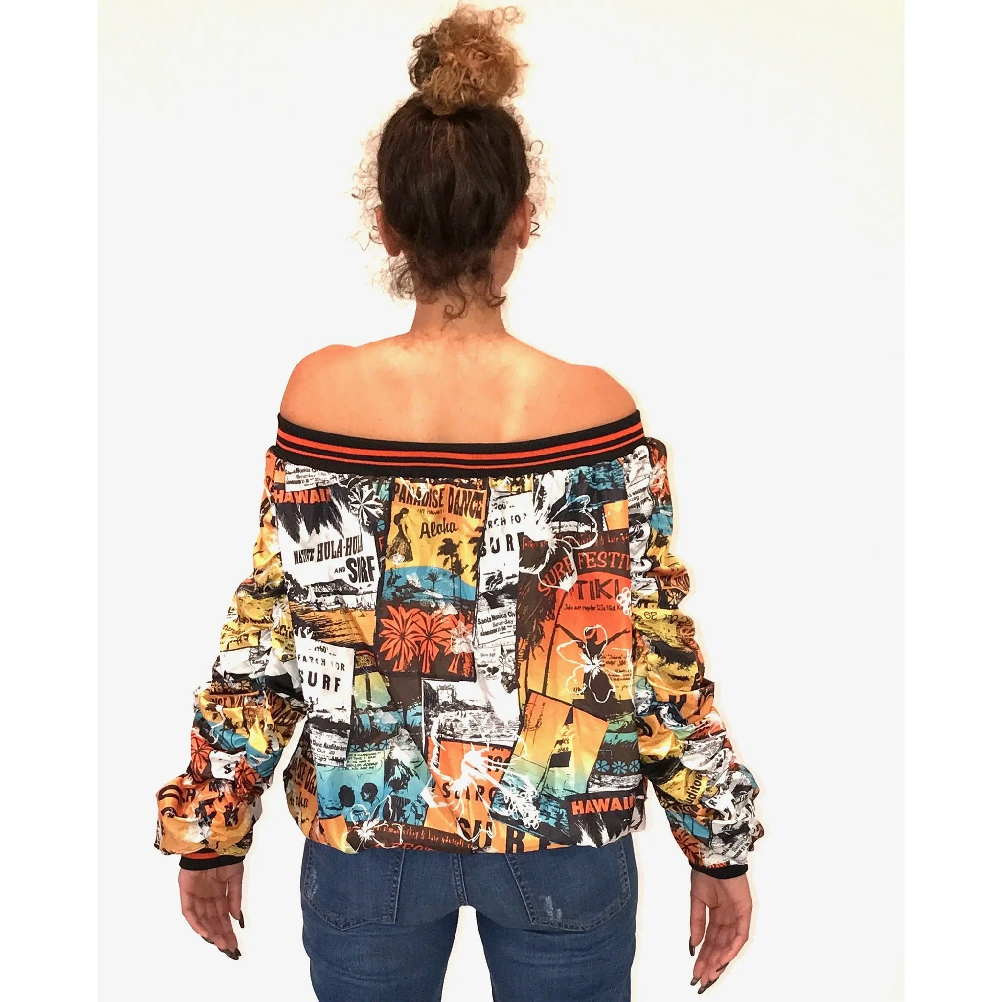 Off Shoulder Bomber Jacket