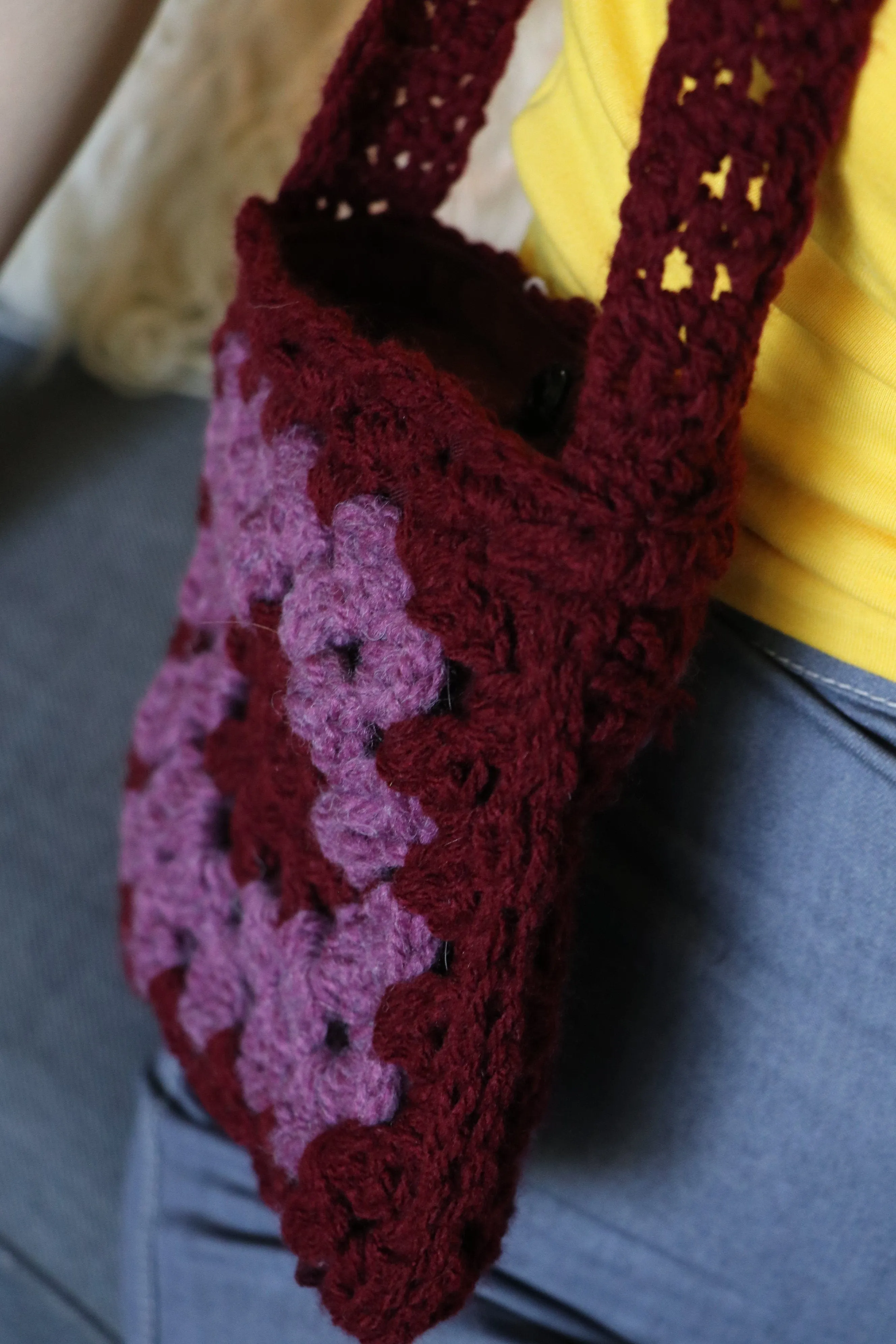 One of a kind Granny Square bag - Carol Meyer Crochet Originals - Merlot