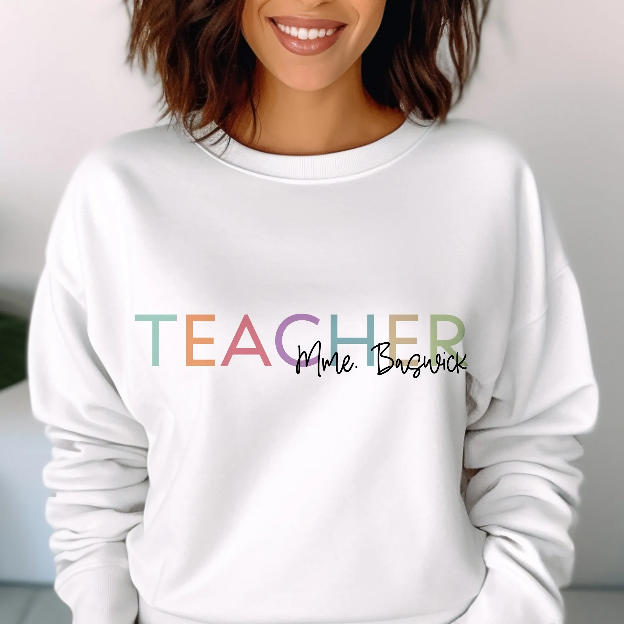 Personalized COLOURFUL CUSTOM TEXT    Name - Crewneck Sweatshirt (ADULT)