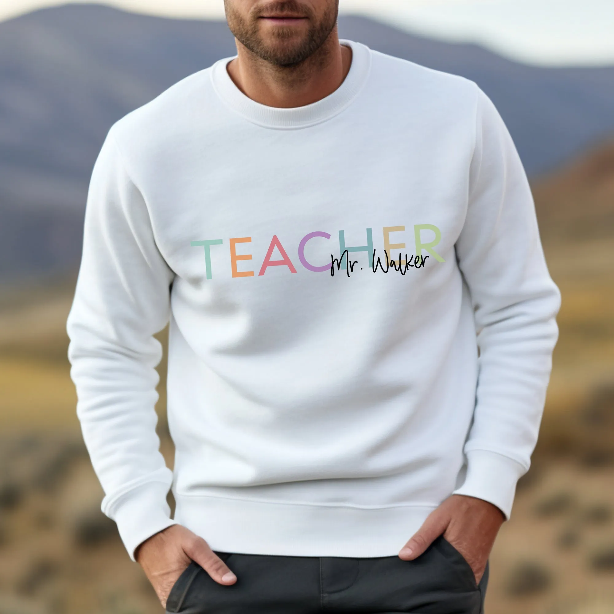 Personalized COLOURFUL CUSTOM TEXT    Name - Crewneck Sweatshirt (ADULT)