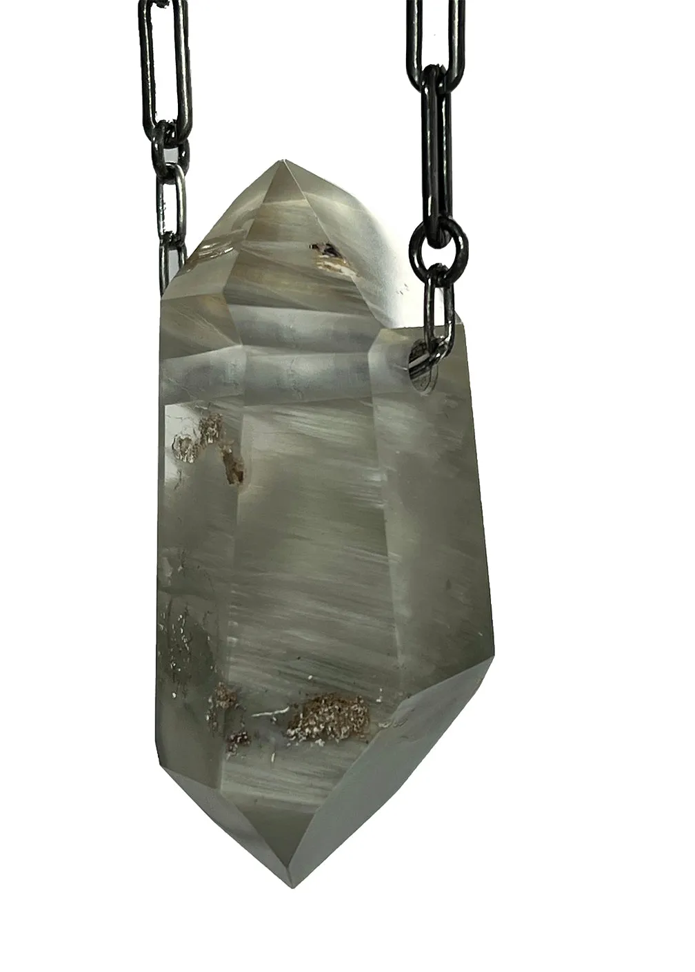 Quartz Crystal With Amphibole Inclusions Necklace