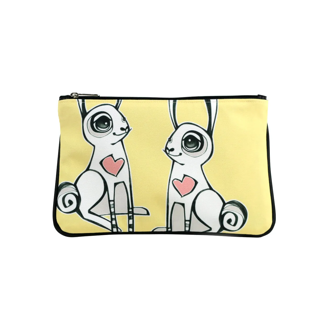 "Love Bunnies" Vegan Clutch/Crossbody Bag - Design by Berkeley artist Michelle White (Multicolored )