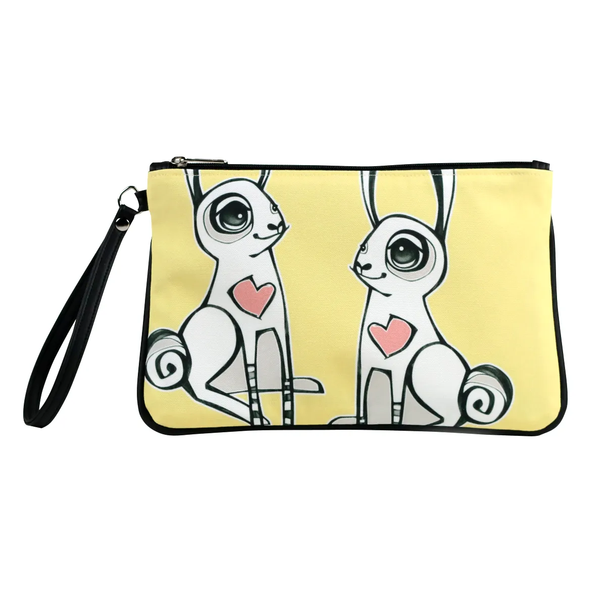 "Love Bunnies" Vegan Clutch/Crossbody Bag - Design by Berkeley artist Michelle White (Multicolored )