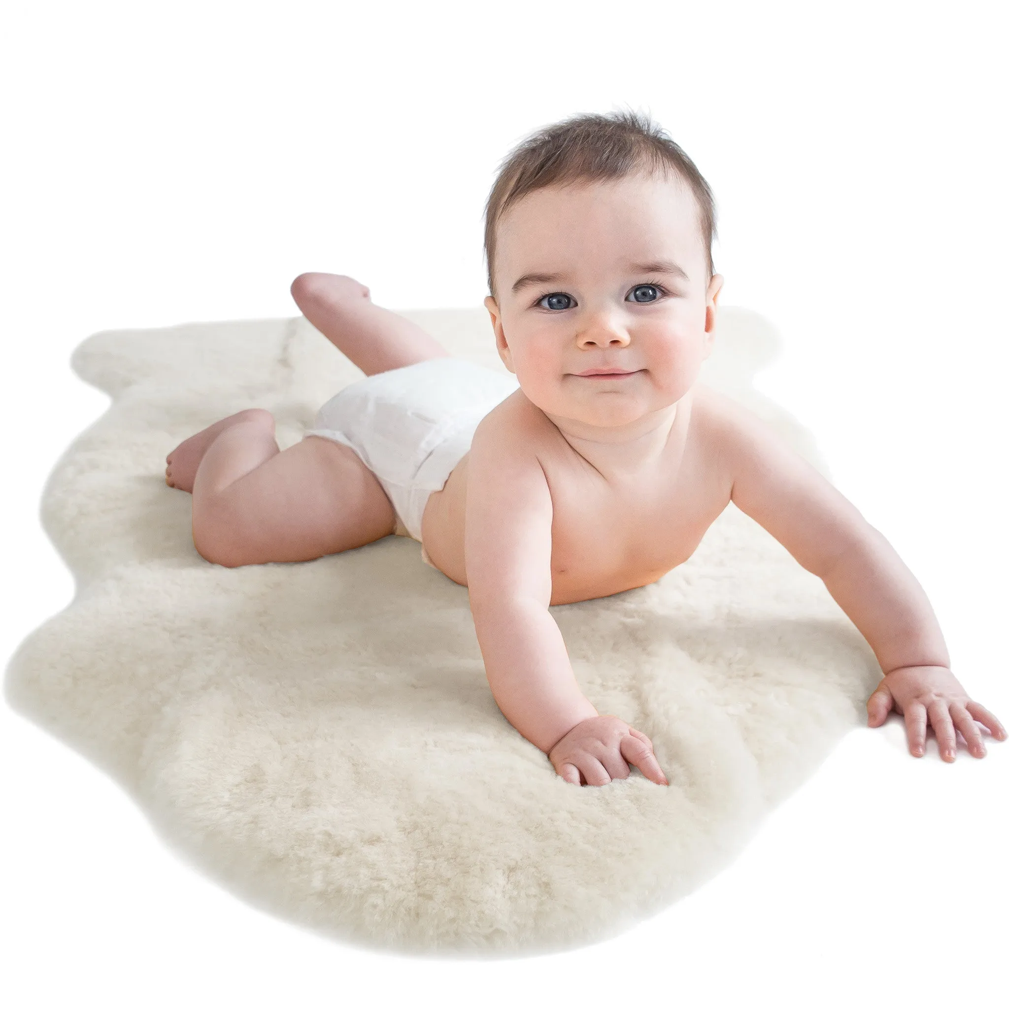 Sheepskin Rug for Babies, 100% Natural, Shorn Lambskin Wool, 2 x 3 Feet, Ivory