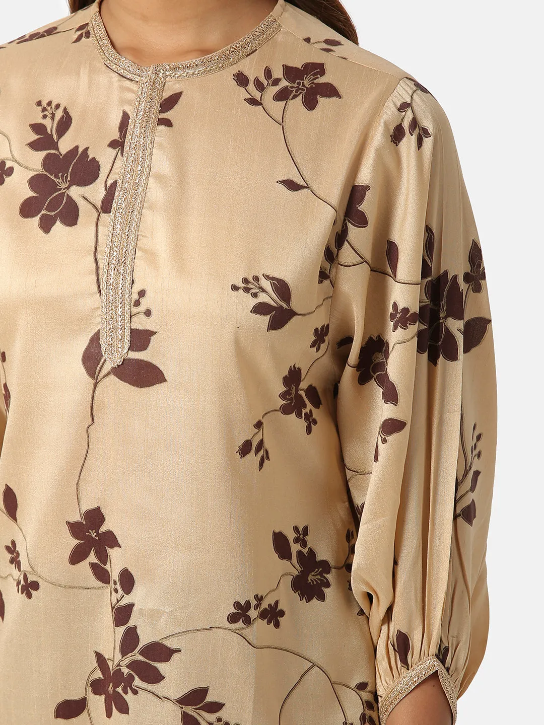 Sunehri Beige Bishop-Sleeves Kurta