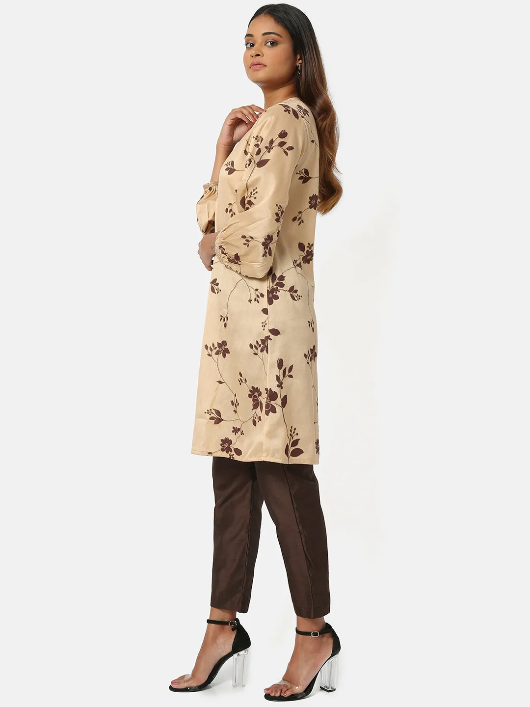 Sunehri Beige Bishop-Sleeves Kurta